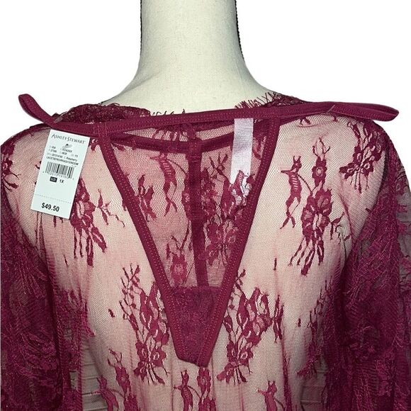 Ashley Stewart Sexy Lace Robe and Thong Set - Picture 10 of 13